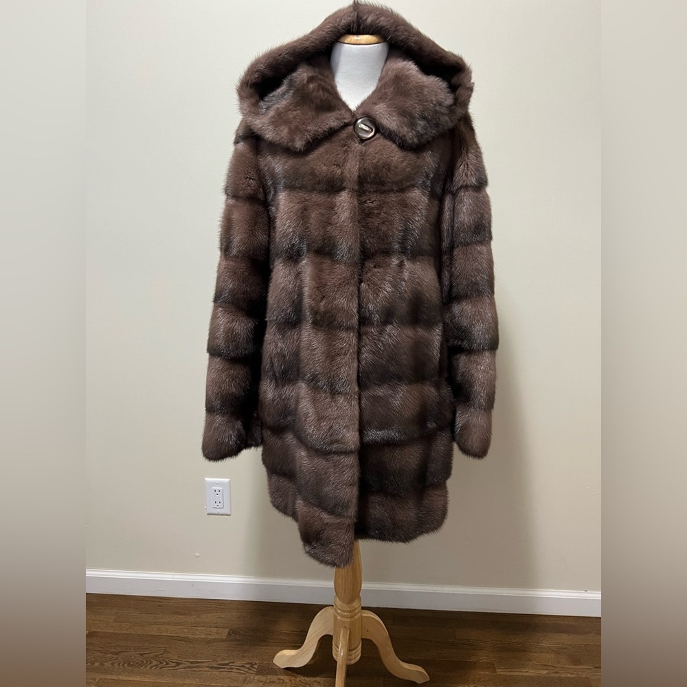 Womens Mink Coat with hoodie